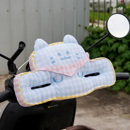 Plüsch-Lenkerwärmer für Roller mit niedlichem Katzen-Motiv und Griffschlitzen