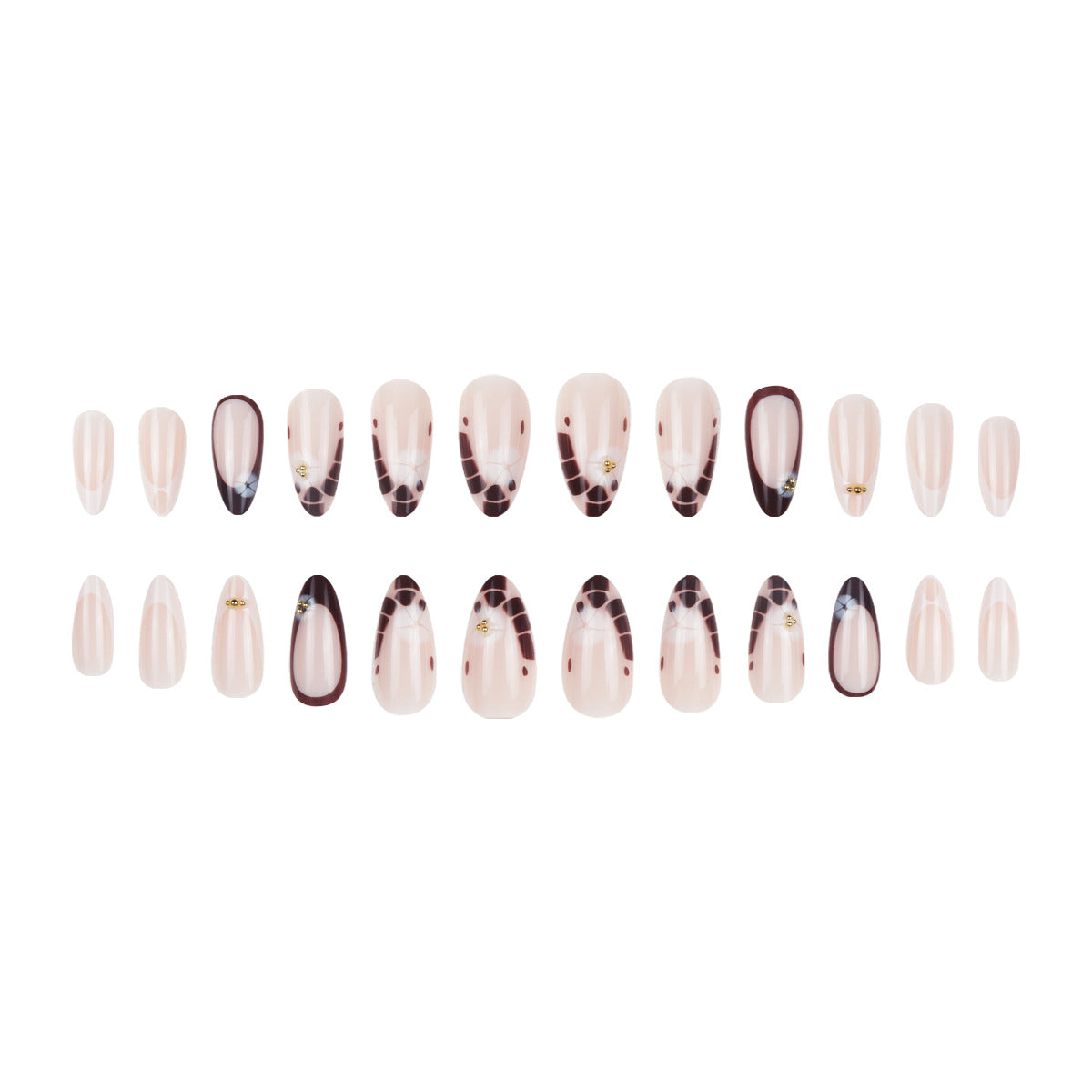 Künstlerisches Stiletto Press-On Nail Set mit einzigartigem Blumenmuster Brehn