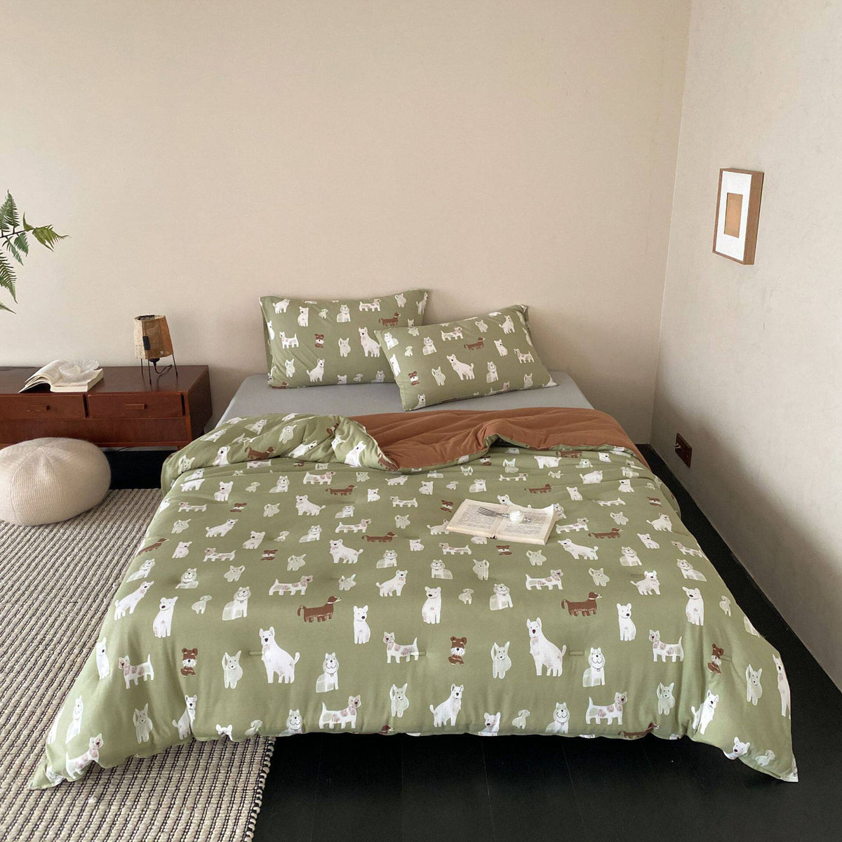 Bettwäsche-Set mit verspieltem Hunde-Print aus weicher Baumwollmischung