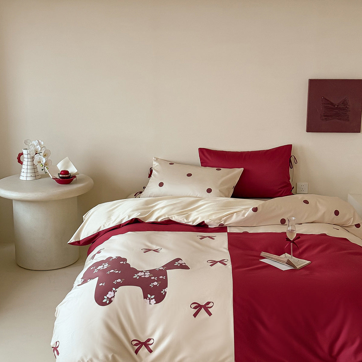 Luxuriöses Baumwollsatin Bettwäsche Set mit reversiblem Patchwork-Design