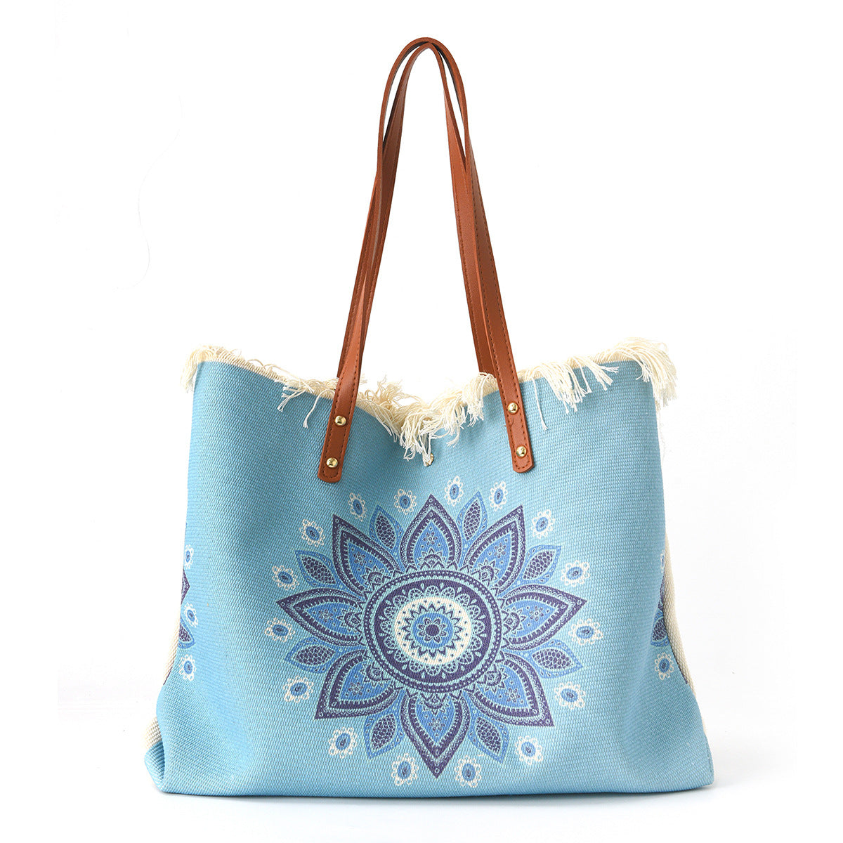 Strandtasche mit Floralem Muster und Fransen Brehn