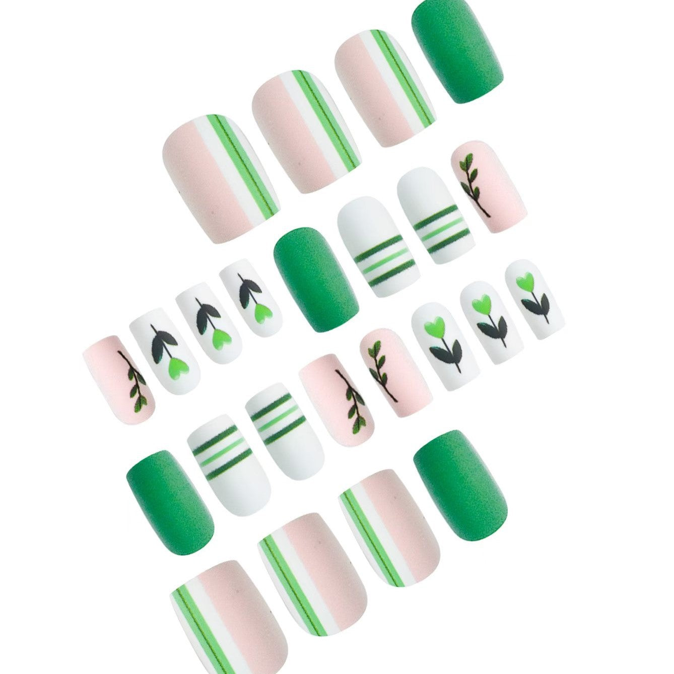 Künstlerisches botanisches Press-On-Nageldesign-Set Brehn