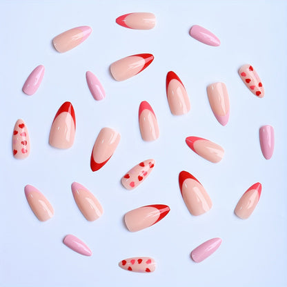 Künstlerisches Herz Akzent Press-On Nagelkunst Set