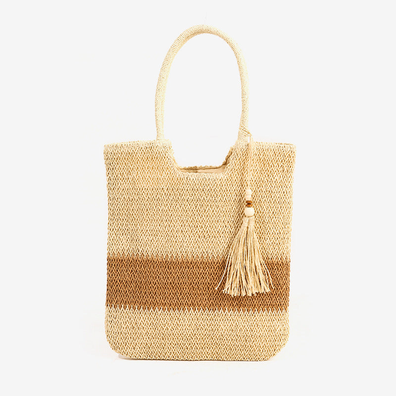 Damen Elegante Strandtasche mit fransenbesetztem Design Brehn