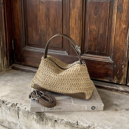 Stylische gestreifte gewebte Handtasche
