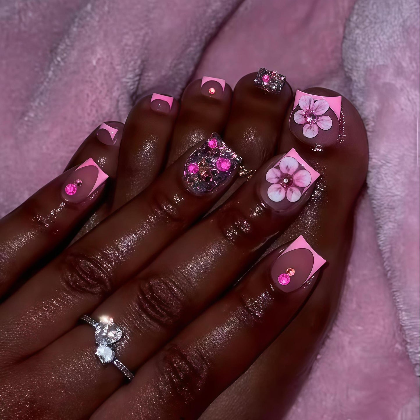 Künstlerisches Floral Press-On Nagelset Brehn 1787913642