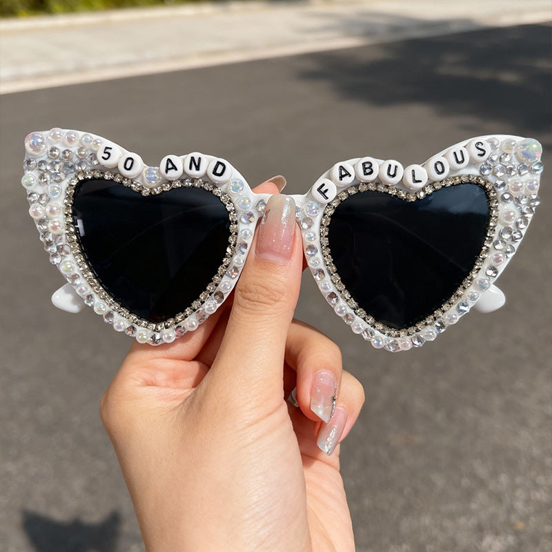 Herzförmige mit Perlen verzierte Sonnenbrille Brehn