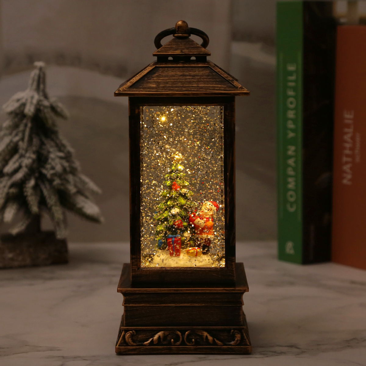 Vintage Weihnachtslaterne mit Schneemann und LED-Beleuchtung Brehn
