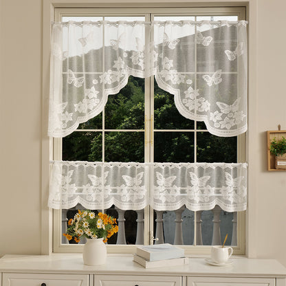 Elegante florale Spitzenfenster Vorhang Set