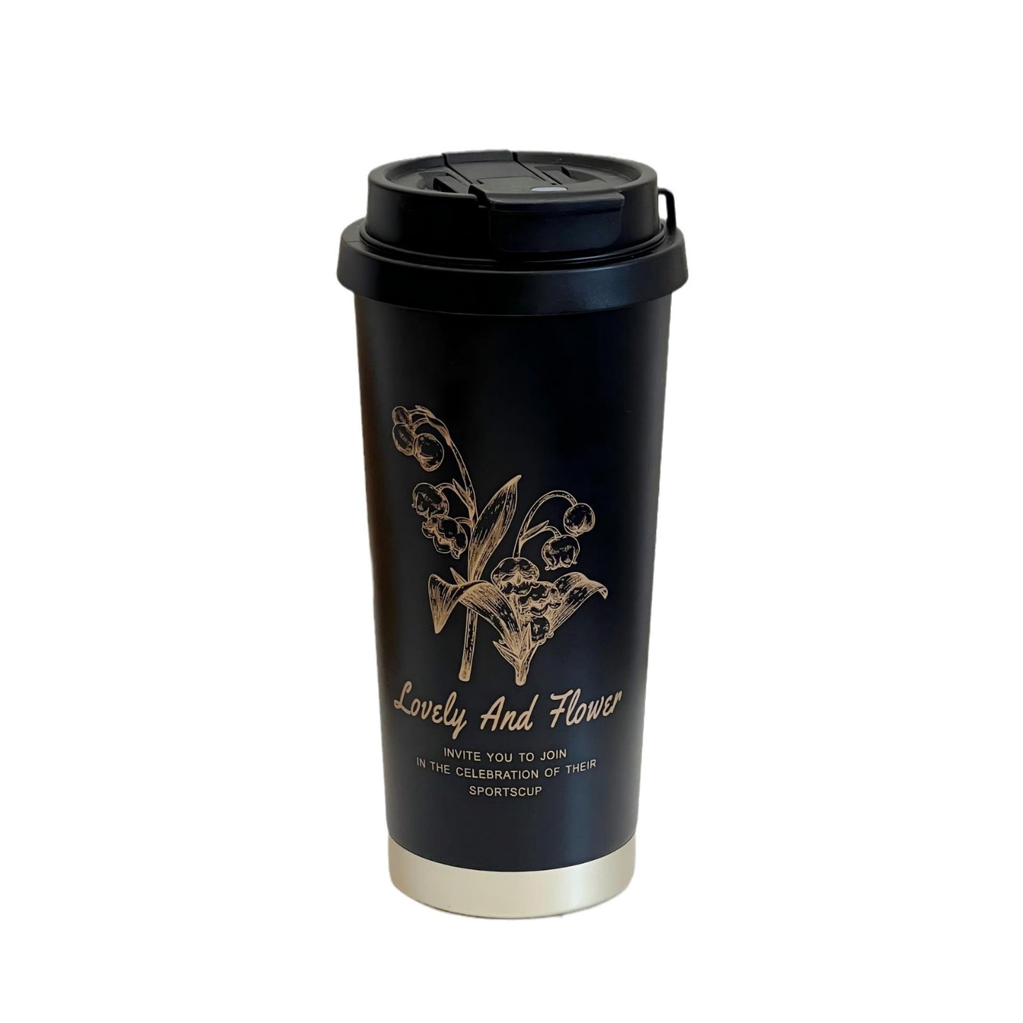 Damen Reisebecher mit eleganter Blumenillustration Brehn