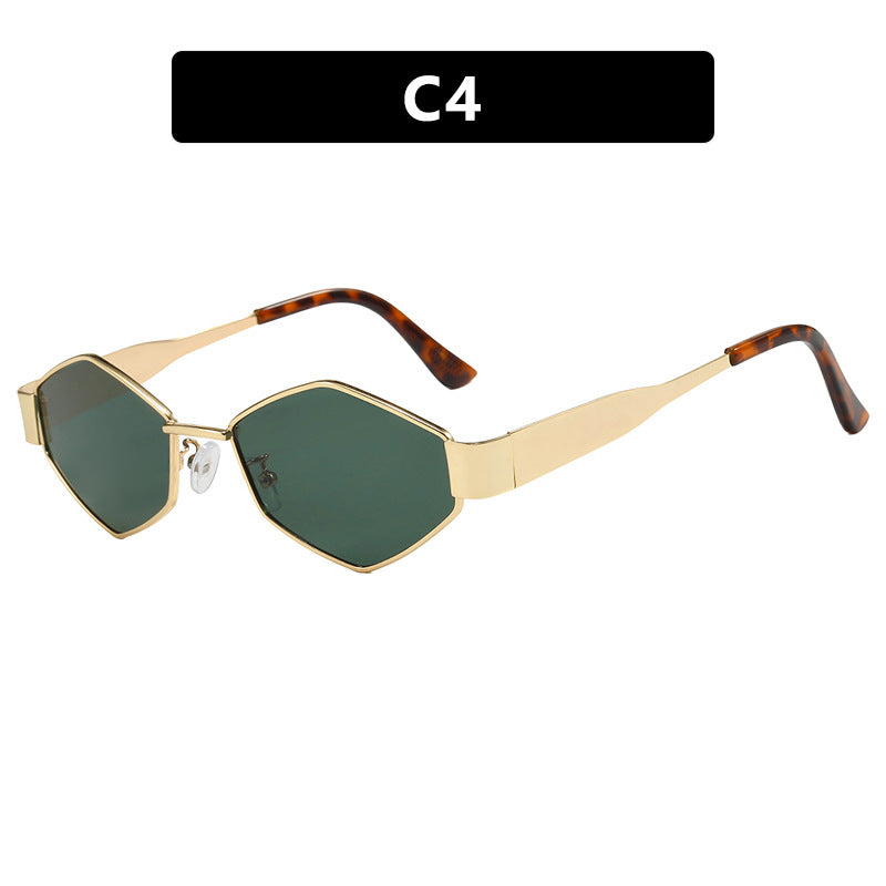 Damen geometrische Sonnenbrille mit schmalem Metallrahmen und polarisierten Gläsern Brehn