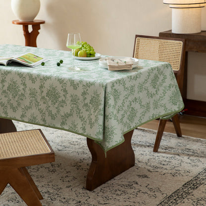 Rechteckige jacquard-gewebte Tischdecke mit floraler Damast-Optik und verstärkter Saumkante Brehn