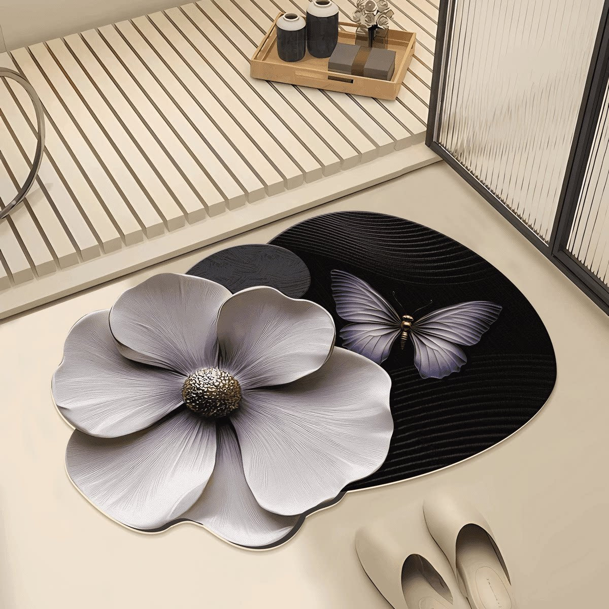 Künstlerische Blumenbadmatte Brehn