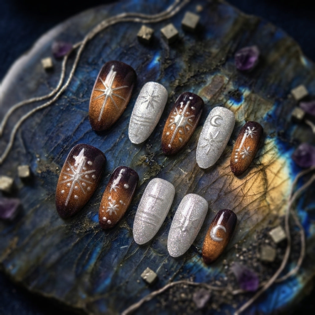 Künstlerisches Celestial Press-On Nagelset