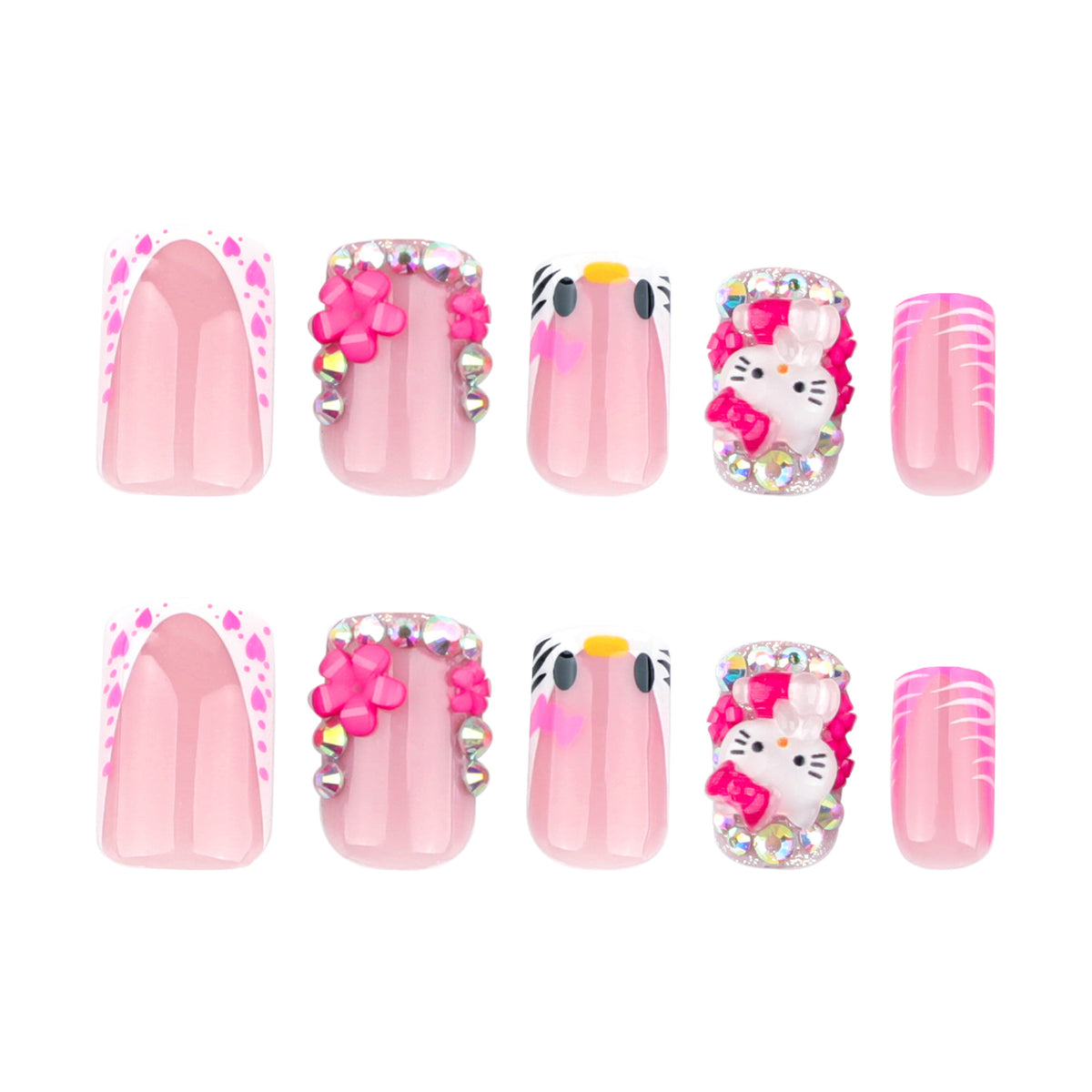 Kunstvolle Nagelkunst mit Tiermotiven und Glitzerakzenten Brehn