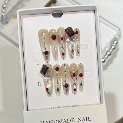 Künstlerisches floral verziertes Press-On Nail Set Brehn