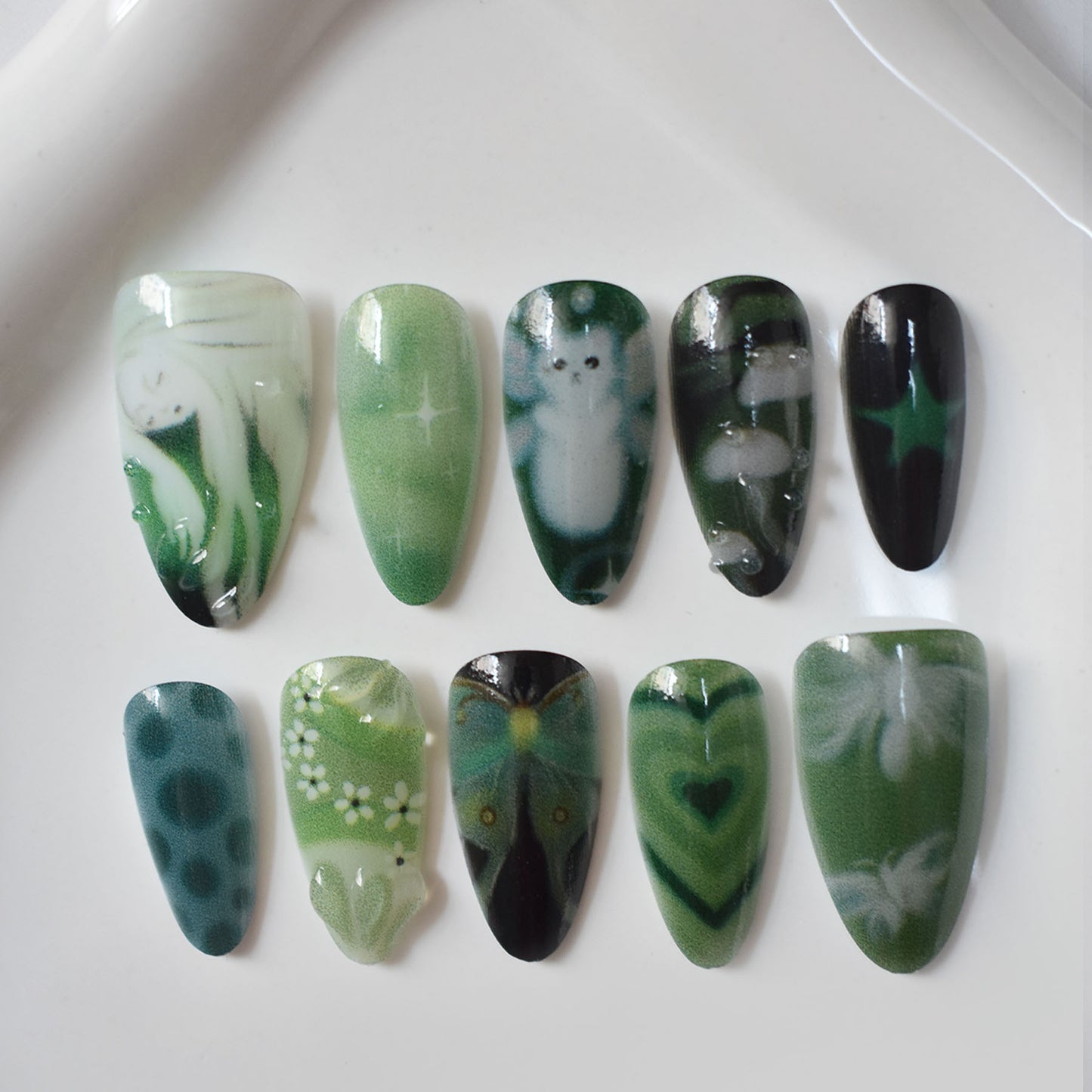 Künstlerische 3D vom Meer inspirierte Press-On Nagelkunst Brehn