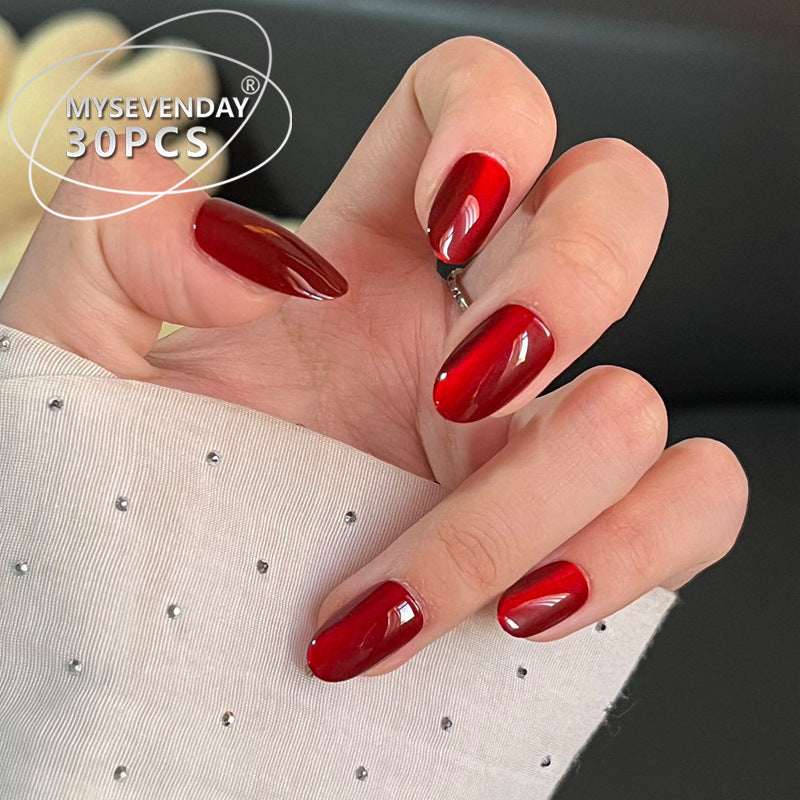 Glänzendes rotes Press-On-Nagelset Brehn