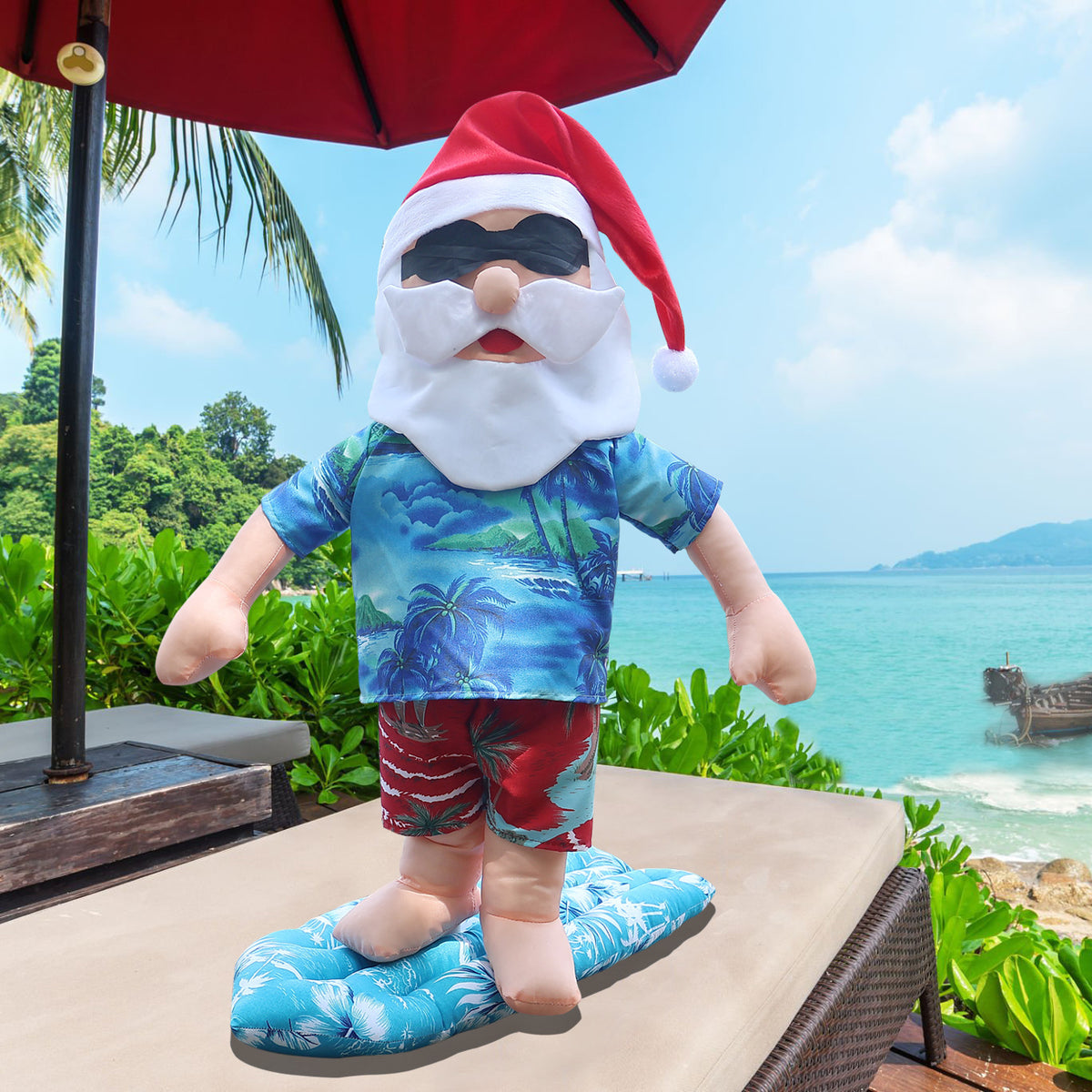 Lustiger Weihnachtsmann Surferfigur