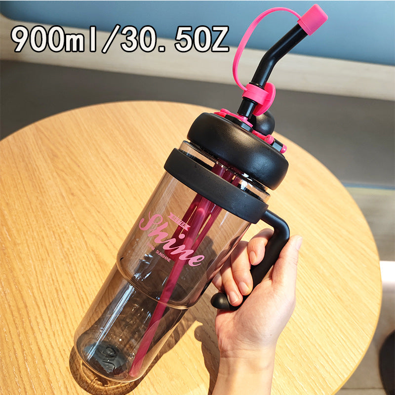 Damen praktische Trinkflasche mit integriertem Strohhalm Brehn