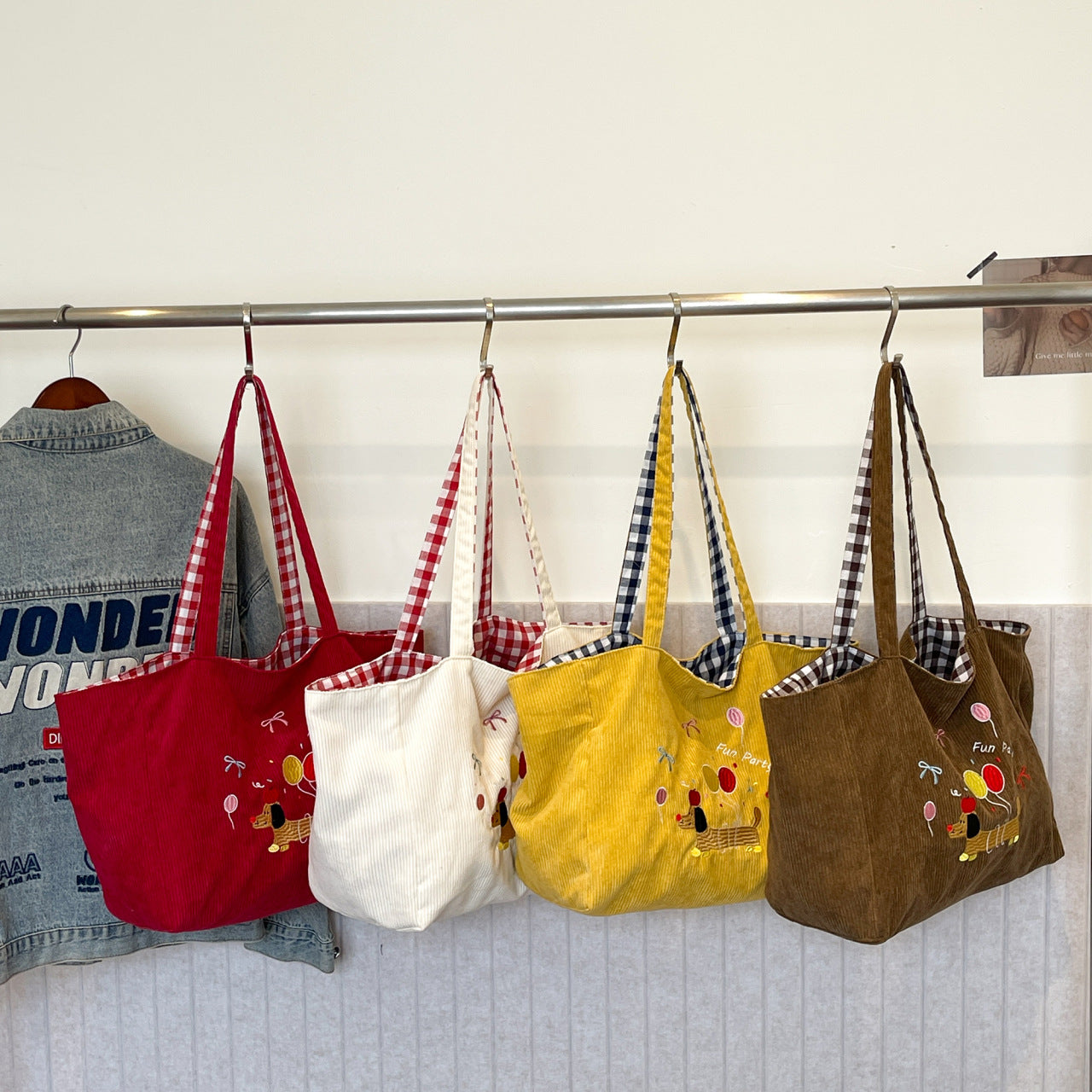 Baumwoll-Tasche mit Verspieltem Hundemotiv Brehn