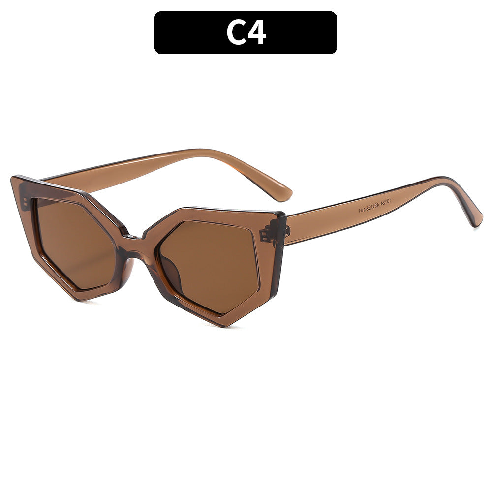 Geometrische sechseckige Rahmen-Sonnenbrille