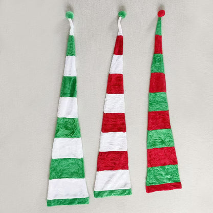 Lange Weihnachtsmütze im gestreiften Design