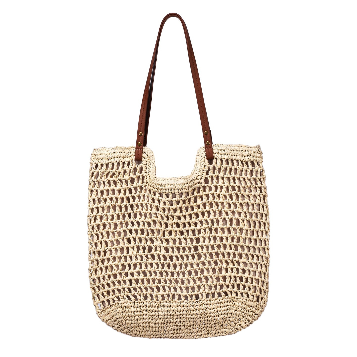 Handgewebte Baumwolltasche mit Ledergriffen Brehn