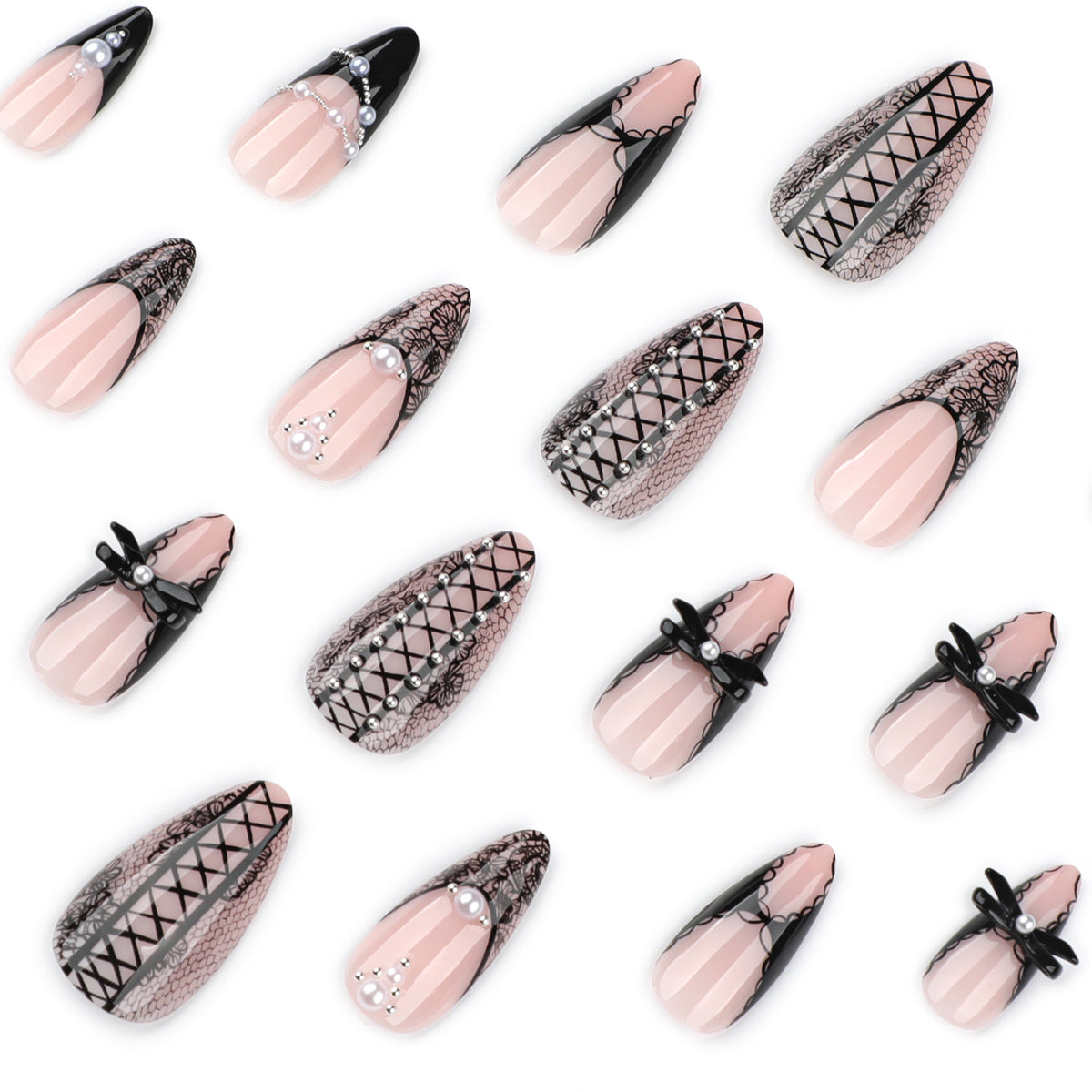 Kunstvolle Stiletto-Nägel mit Spitzenverzierung Brehn