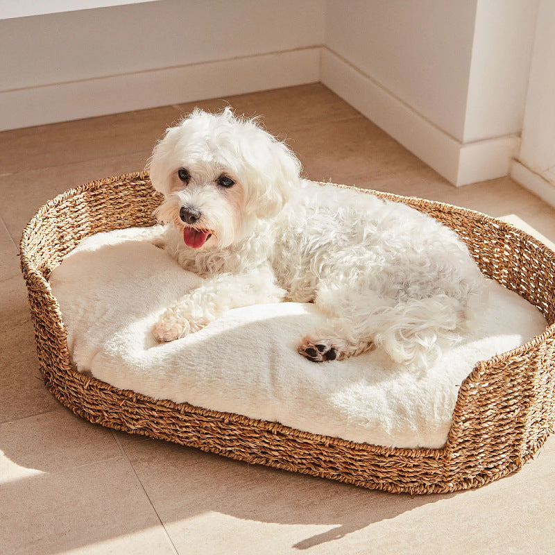 Gemütlicher und stilvoller Hundebett aus geflochtenem Material Brehn