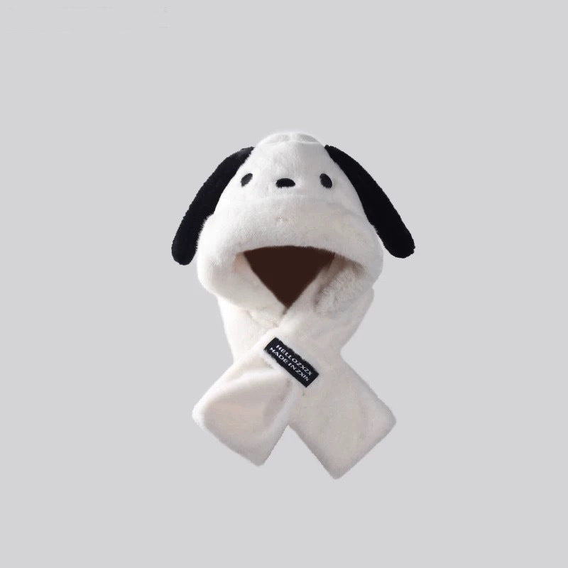 Flauschiger Hundeloch-Hoodie-Schal