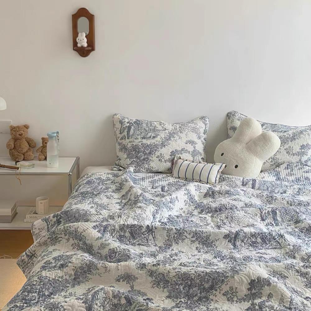 Gestepptes Toile Baumwoll-Überwurfset mit Kissenbezügen