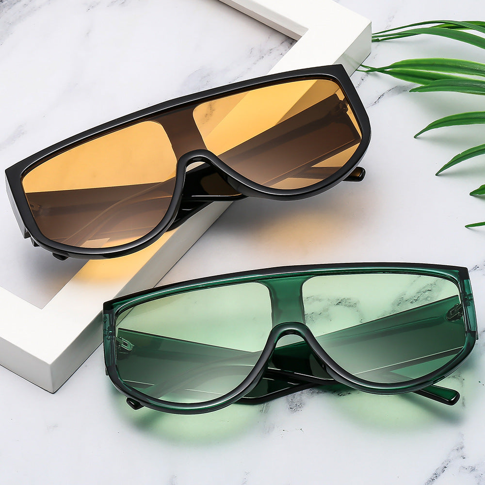 Damen Fashion-Sonnenbrille mit futuristischem, transparentem Rahmen und großem Schutz Brehn