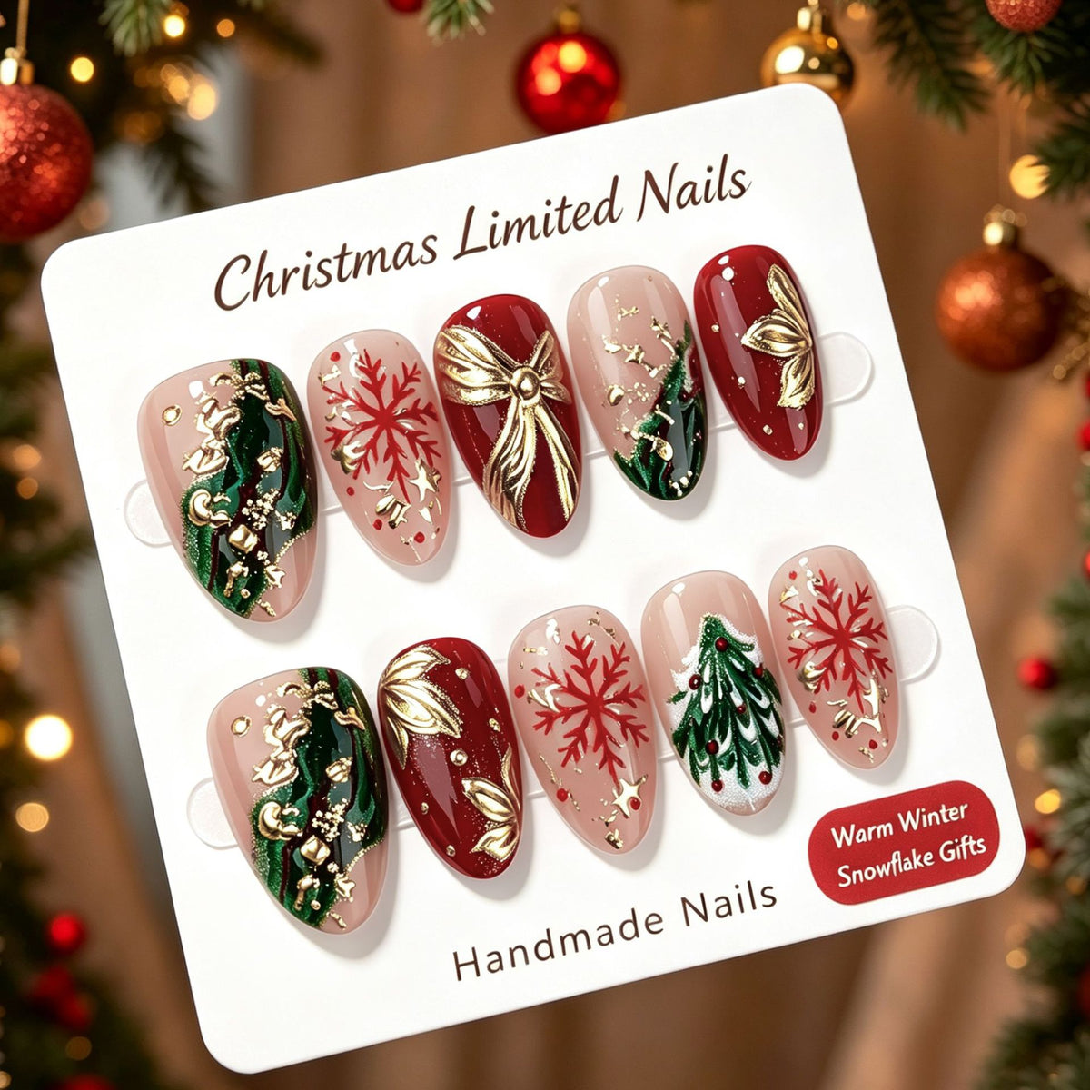 Festliche Weihnachts-Themen Druck-Nagelkunst