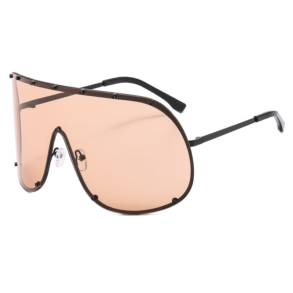 Damen futuristische Sonnenbrille mit großem Rahmen und innovativem Design Brehn