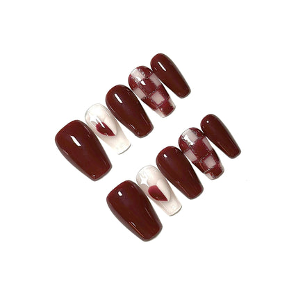 Dekoratives Herz-Applikation Press-On Nagelset