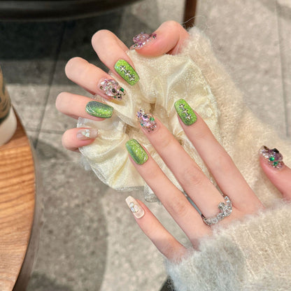Künstlerisches Glitter-akzentuiertes Press-On Nagelset