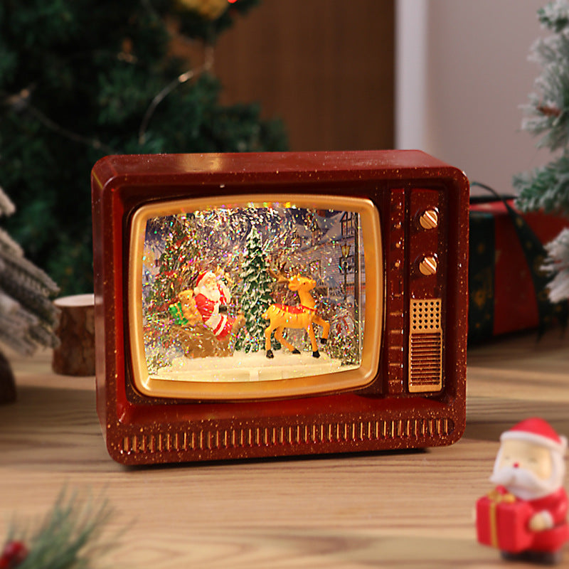 Beleuchtete Weihnachtslaterne mit Schnee- und Weihnachtsmotiv Brehn