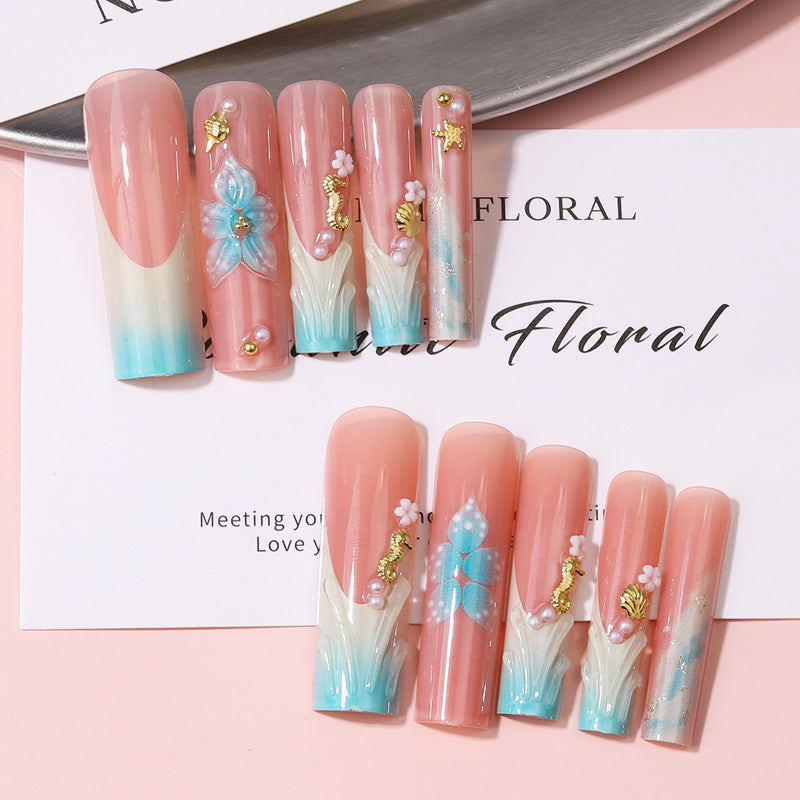 Florale dekorative Press-On Nagel Set Brehn