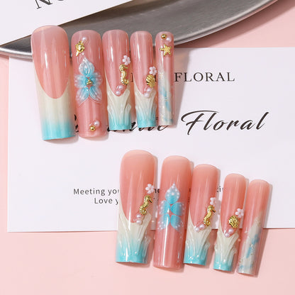 Florale dekorative Press-On Nagel Set Brehn