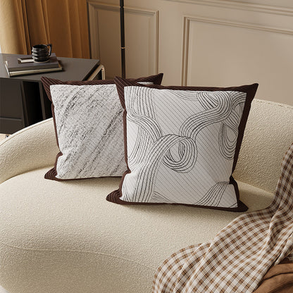 Textured Abstract Brushstroke Cotton-Linen Square Throw Pillow Cover with Hidden Zipper