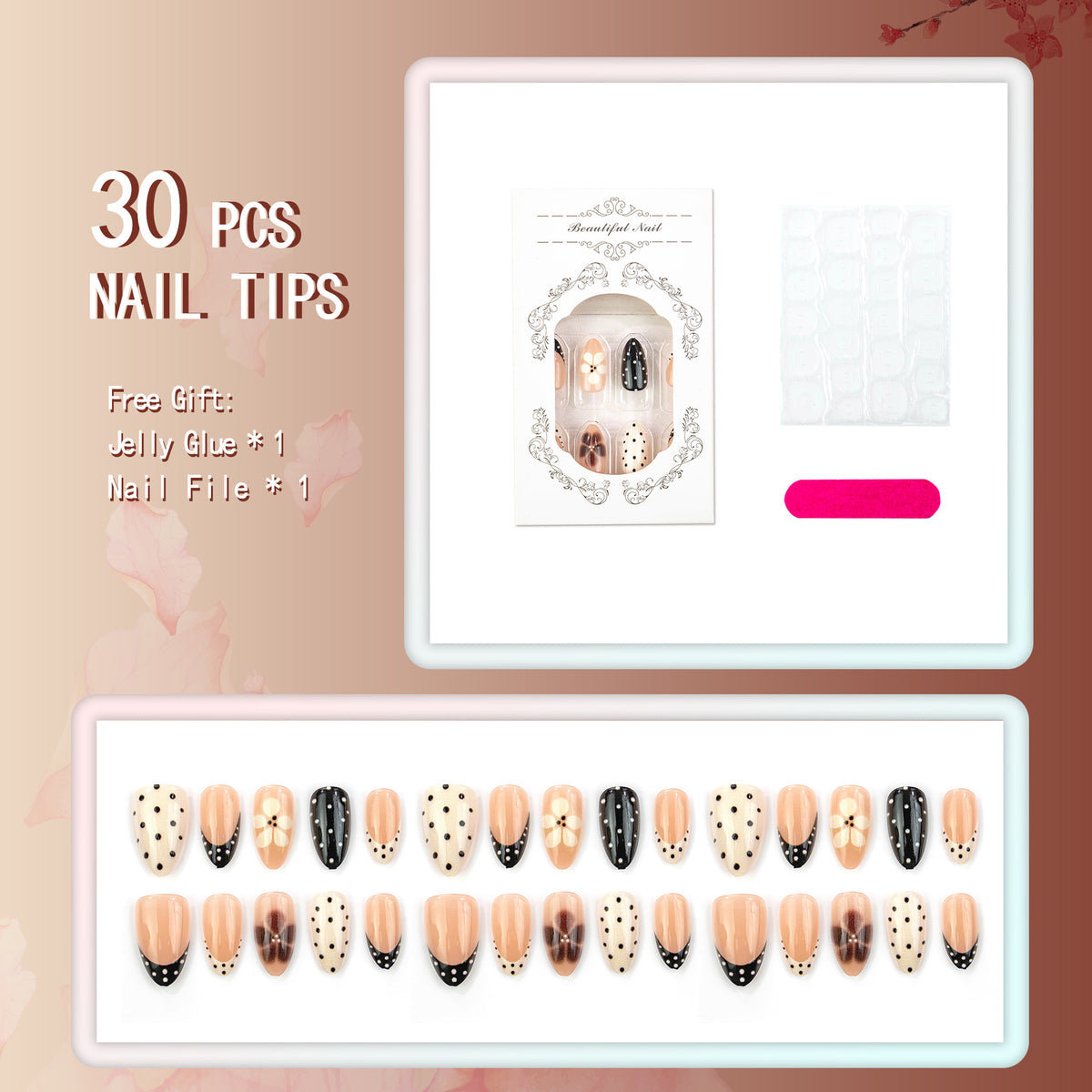 Künstlerisches manuelles Press-on-Nagelset
