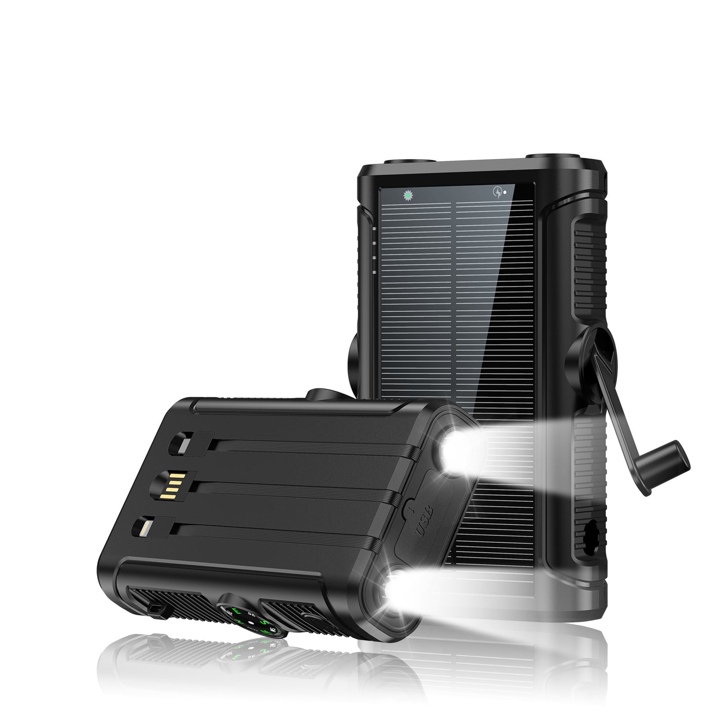 Tragbare Solarbatterie mit Integriertem Handkurbel-Ladegerät Brehn