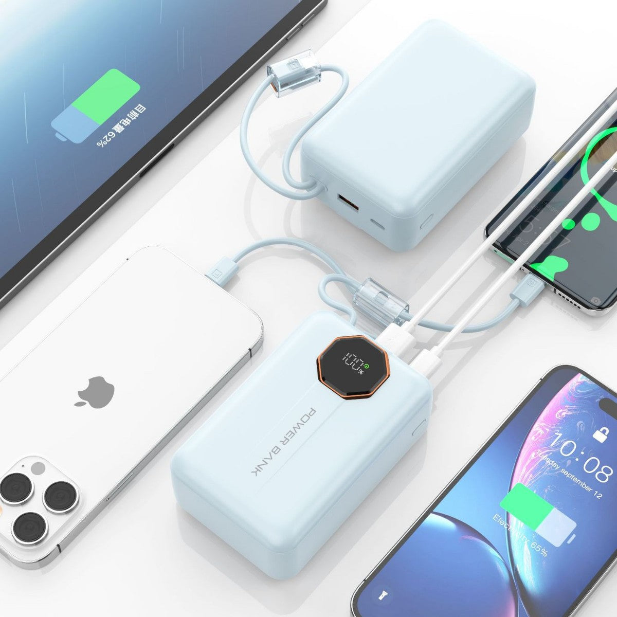 Tragbare Powerbank mit Integrierter Schnellladefunktion und Led-Display Brehn