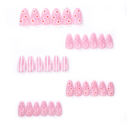 Elegantes Blumenmuster Press-On Nagelkunstset Brehn