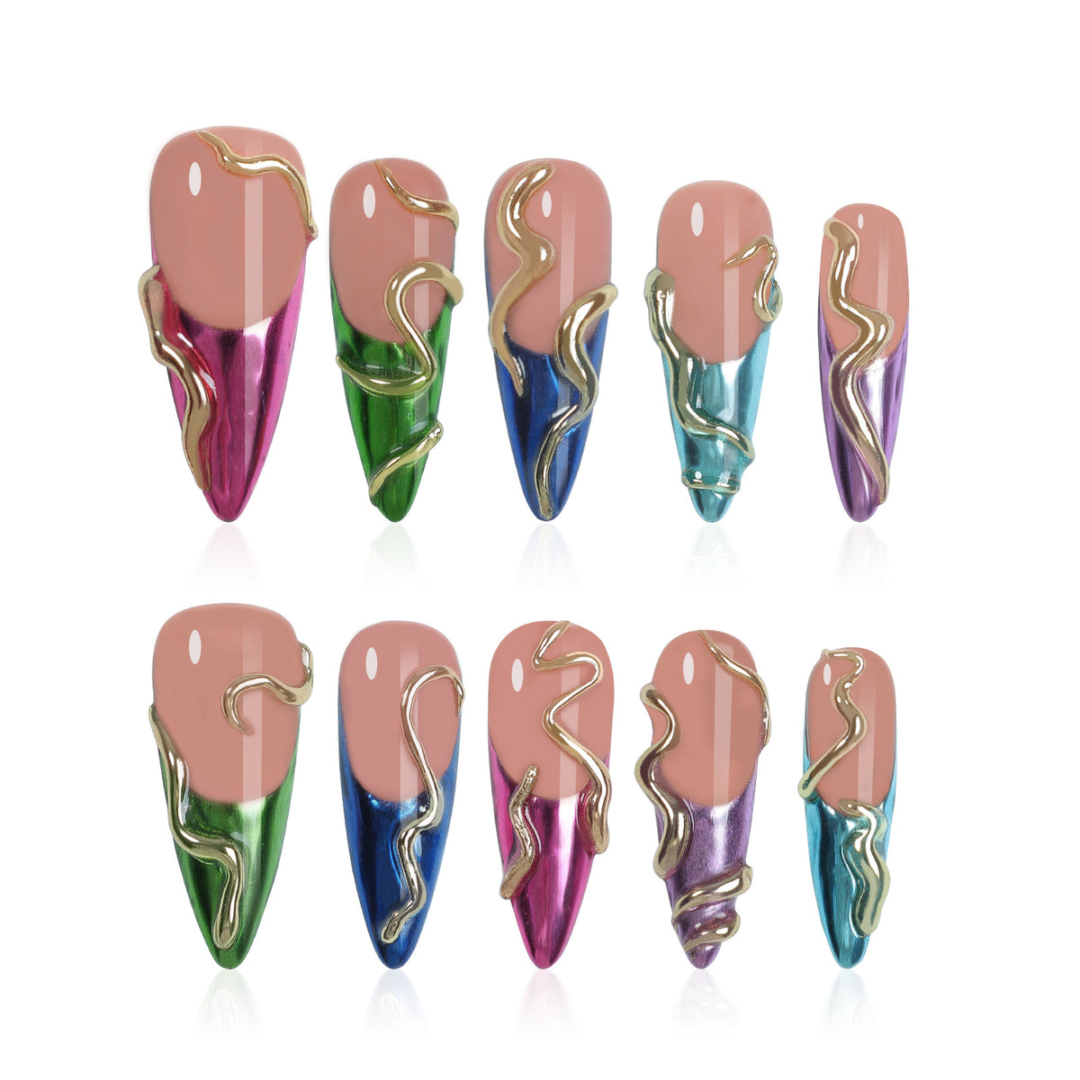 Kunstnagelset im eleganten Design mit kreativen Akzenten Brehn