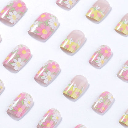 Blumenmuster Druck-auf Nagelkunst