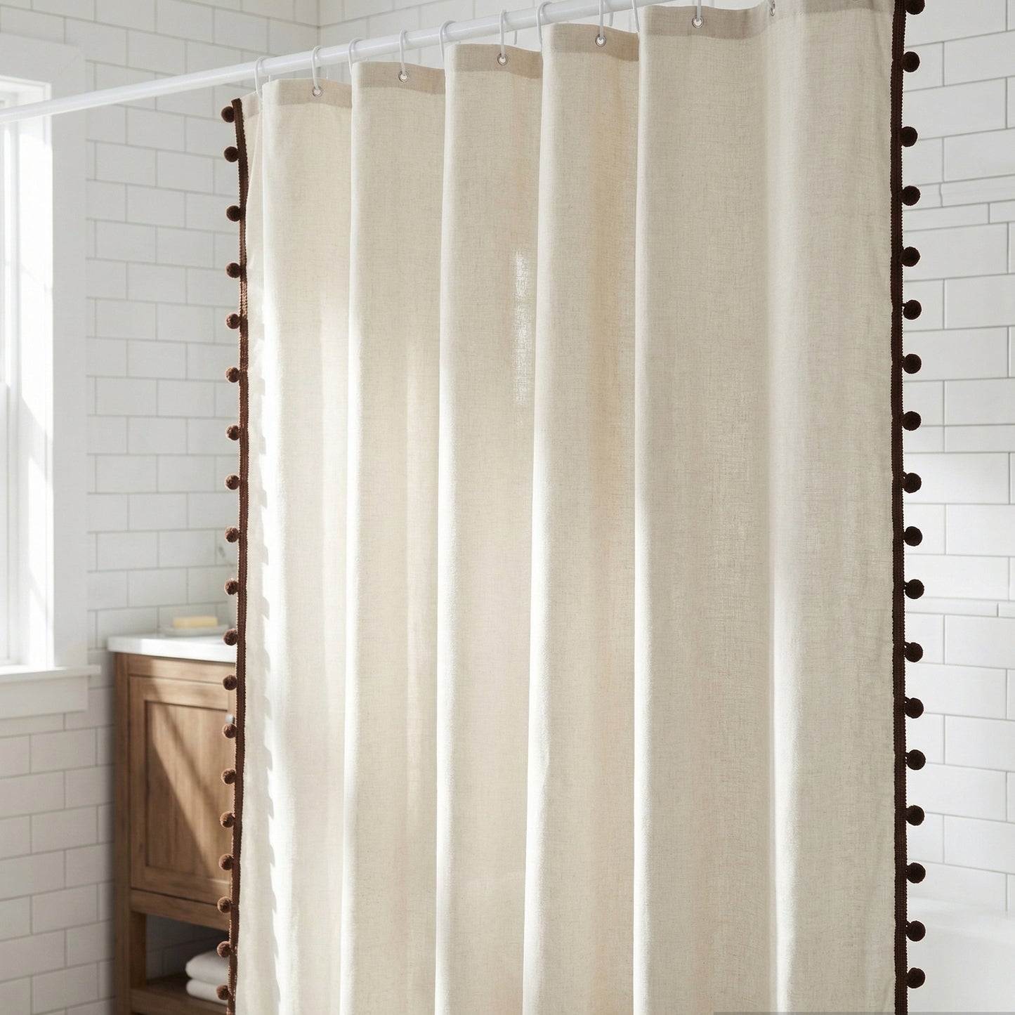 Textured Pom Pom Trim Duschvorhang Brehn