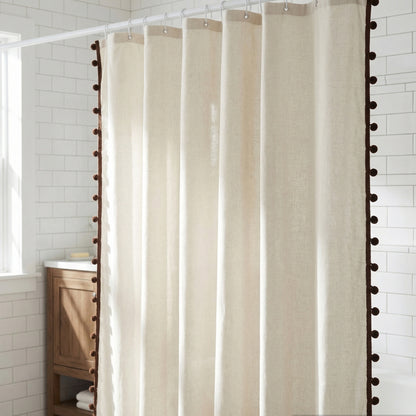 Textured Pom Pom Trim Duschvorhang Brehn
