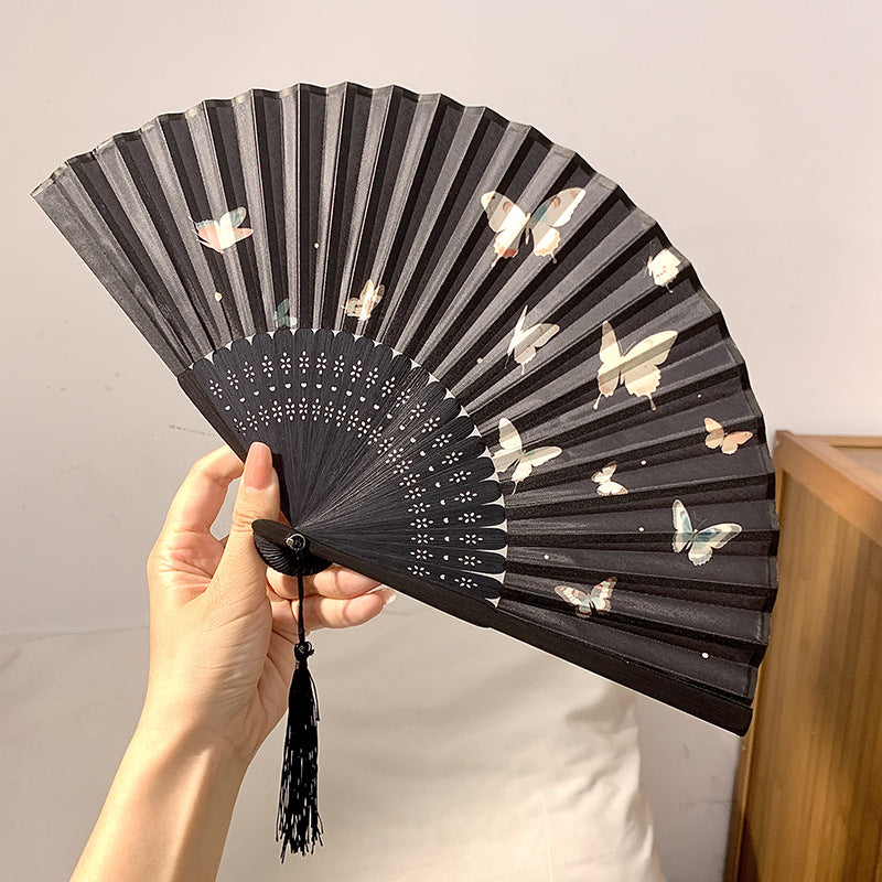 Handgefertigter Fächer mit Elegantem Schmetterlingsmotiv Brehn